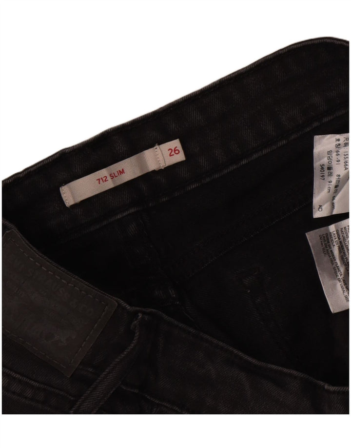 Calça jeans feminina Levi's 712 Slim W26 L29 algodão preto
