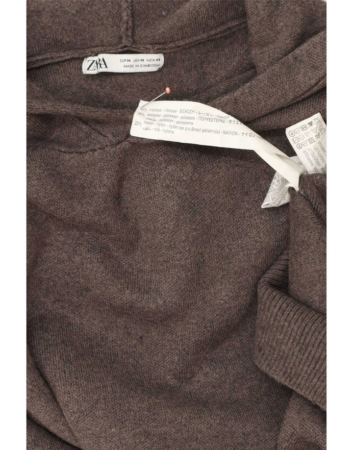 Zara Suéter masculino com capuz e viscose cinza médio