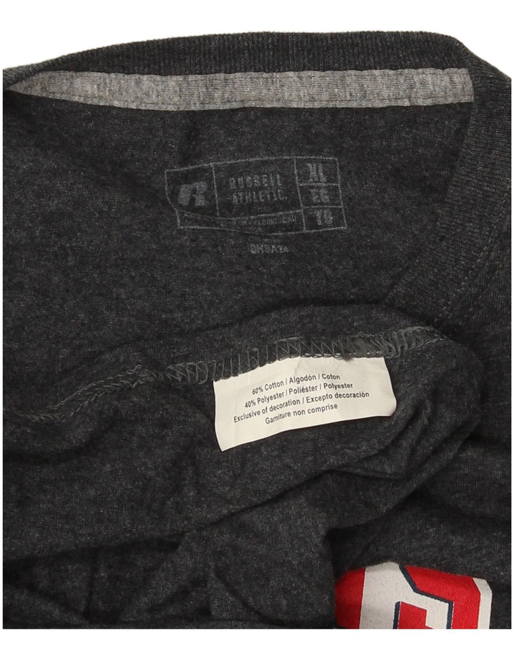 Russell Athletic Mens Graphic Top Manga Longa XL Cinza Algodão