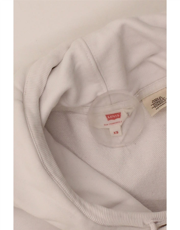 LEVI'S Womens Oversized Graphic Hoodie Jumper UK 6 XS White Cotton Vintage Levi's and Second-Hand Levi's from Messina Hembry 