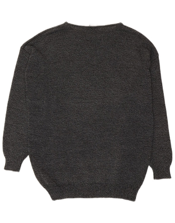 Suéter feminino vintage com gola canoa e gola redonda Reino Unido 14 cinza médio manchado