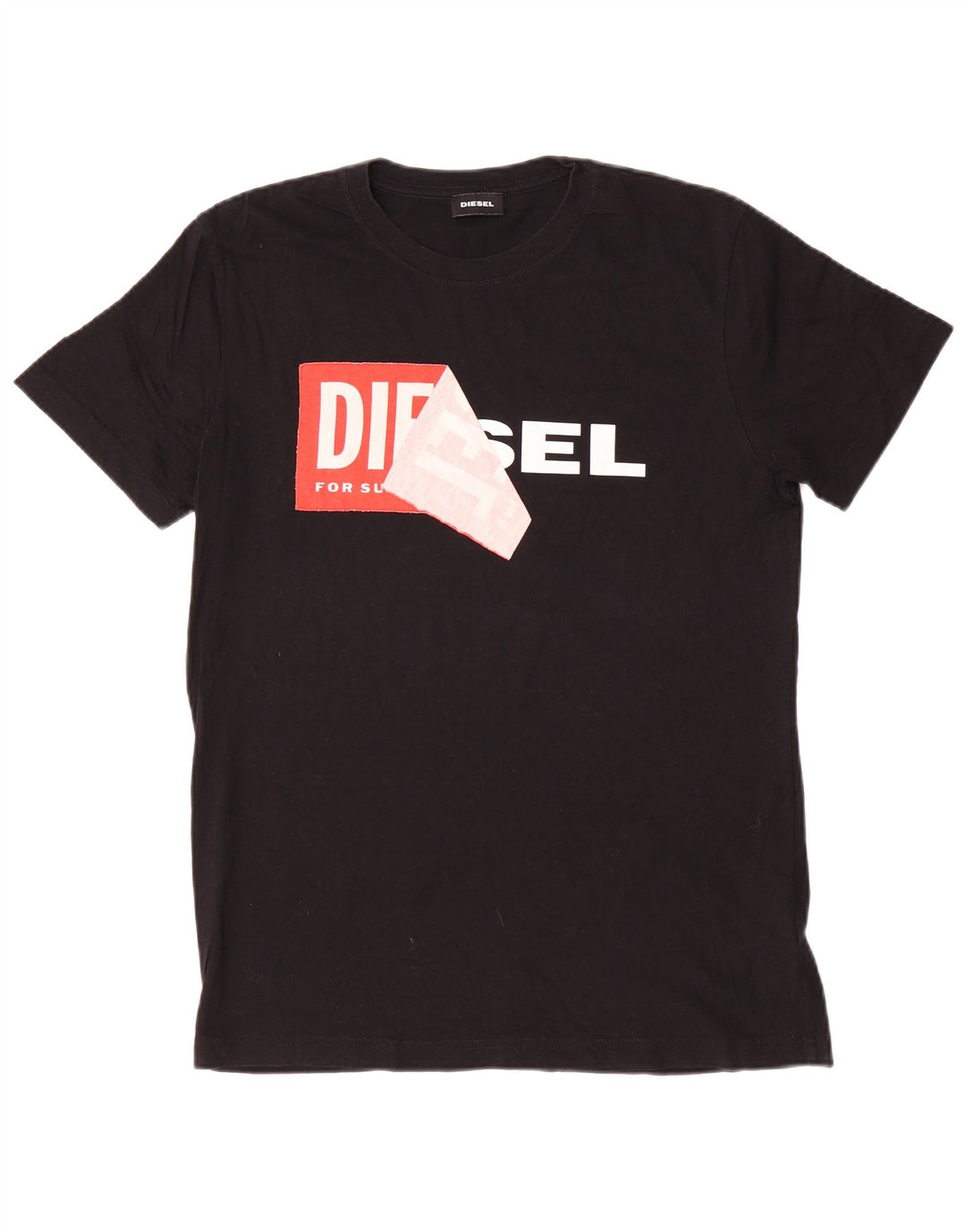 Diesel Camiseta masculina gráfica Top médio algodão preto