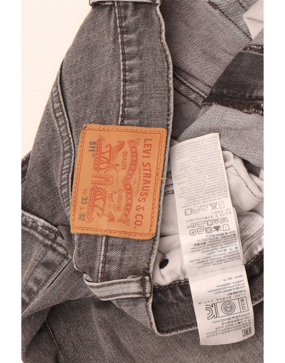 Calça Jeans Levis 511 Slim Masculina W33 L32 Cinza Algodão