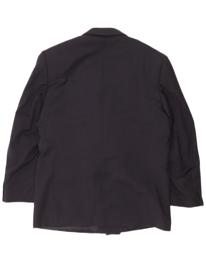Jaqueta blazer masculina Cerruti 1881 com peito duplo médio de lã azul marinho