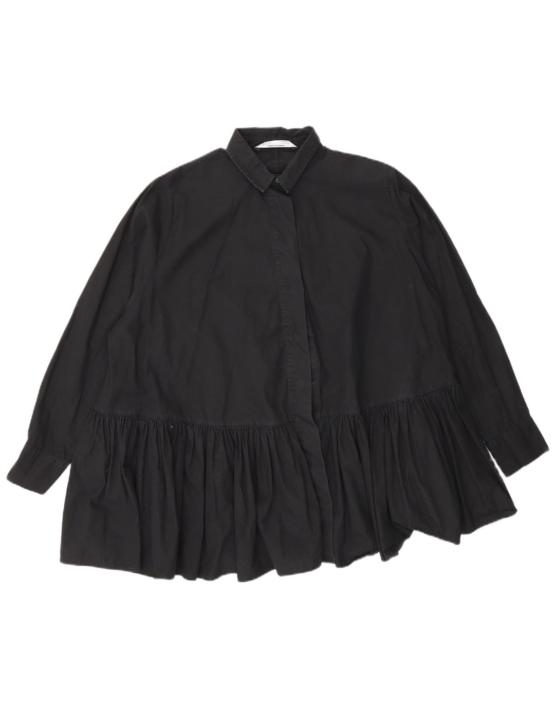 Blusa camisa oversized feminina Zara Reino Unido 10 pequeno algodão preto