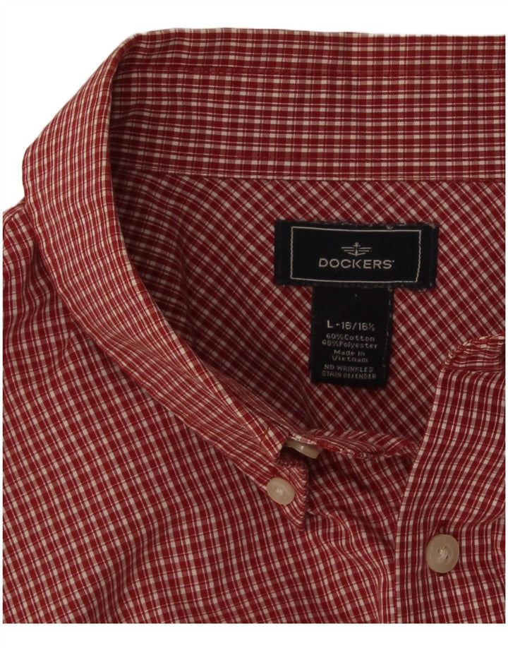 Camisa masculina Dockers de manga curta e ajuste regular tamanho 16 1/2 grande algodão vermelho
