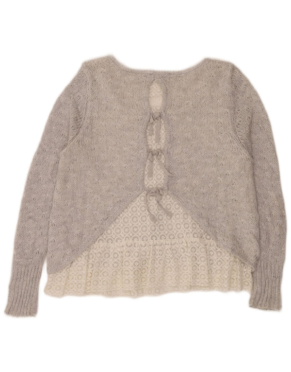Suéter feminino MINT VELVET com gola canoa Reino Unido 16 grande cinza acrílico