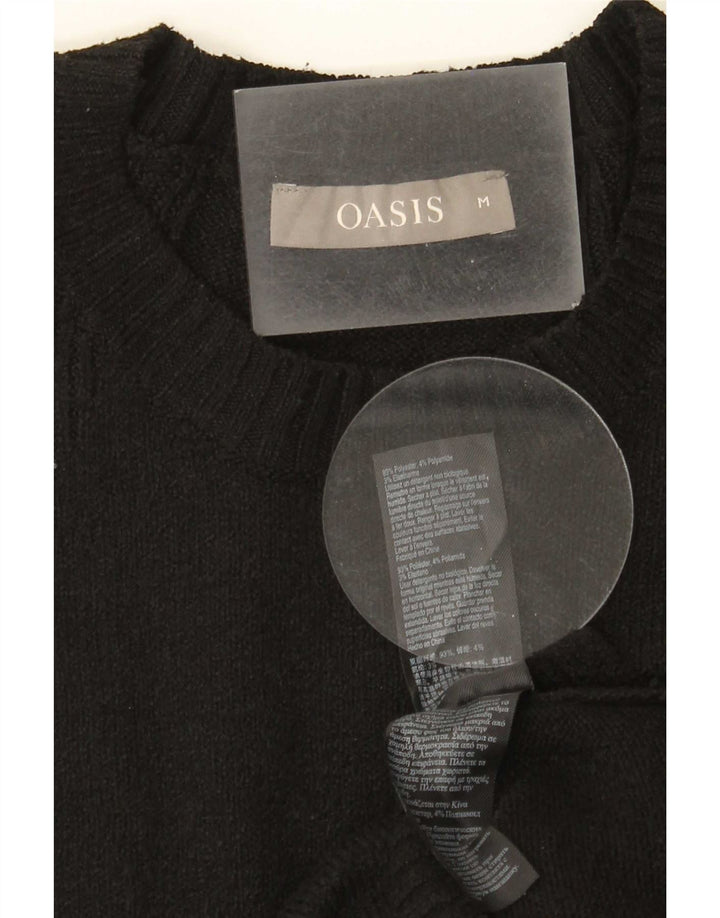 Suéter feminino Oasis com gola redonda UK 12 poliéster preto médio