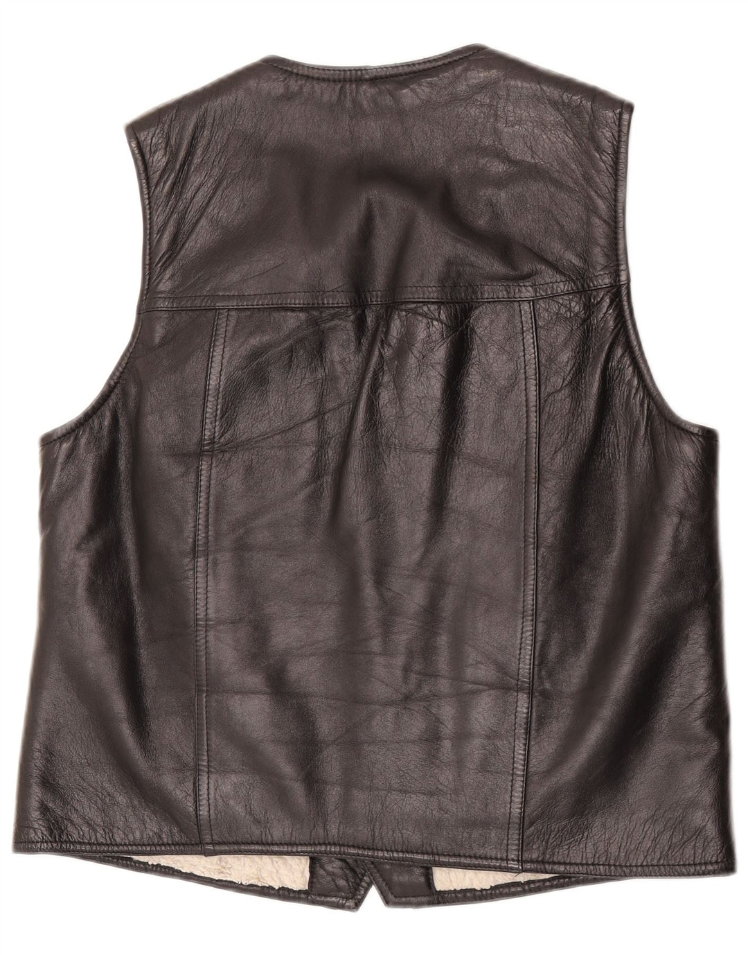 Colete de couro masculino vintage médio preto