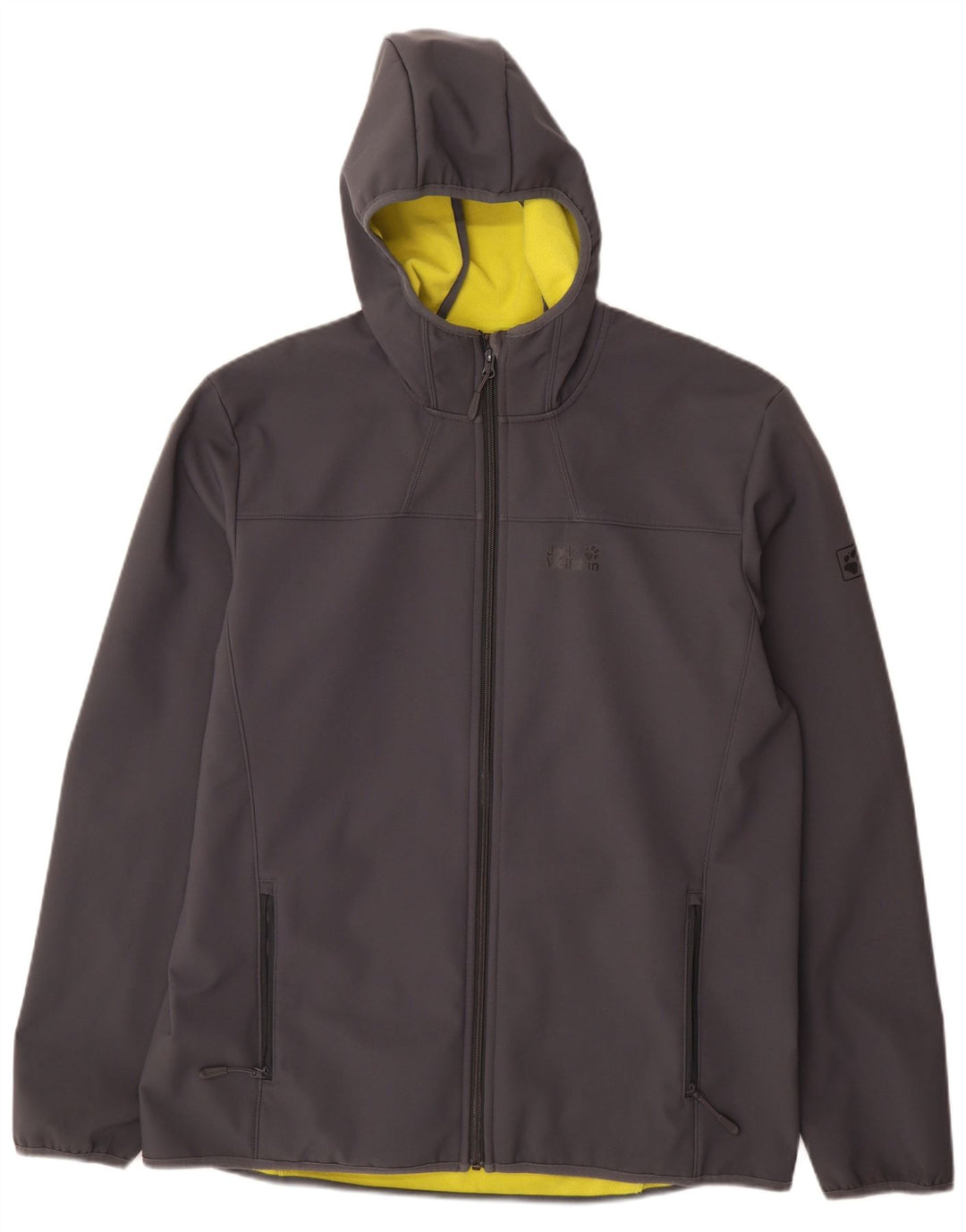Jaqueta corta-vento masculina Jack Wolfskin com capuz Reino Unido 48 2XL poliéster cinza