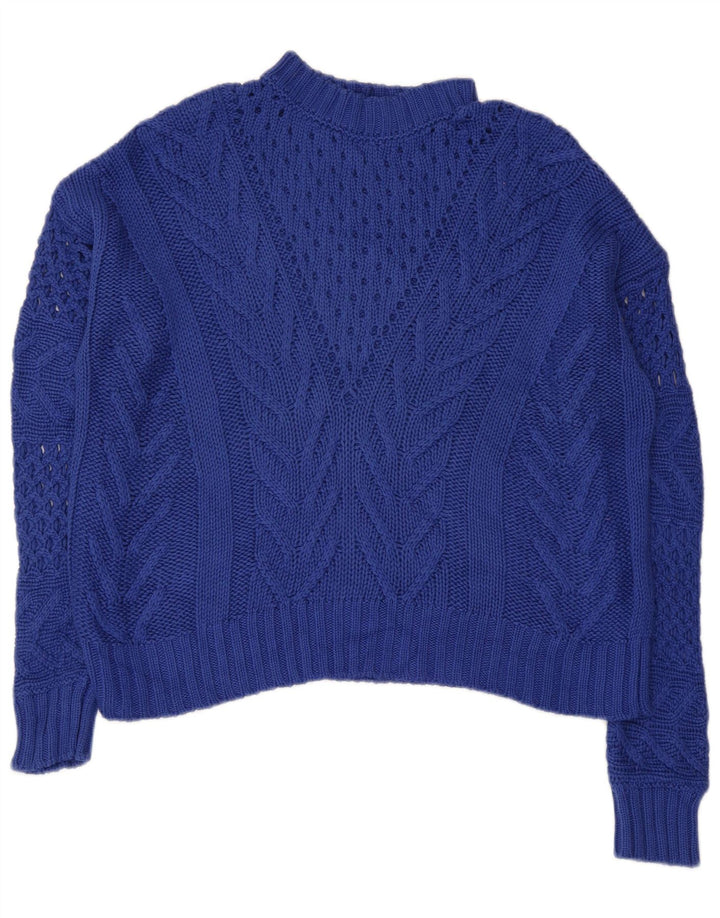 Suéter feminino grande com gola tartaruga GUESS Reino Unido 10 pequeno azul marinho