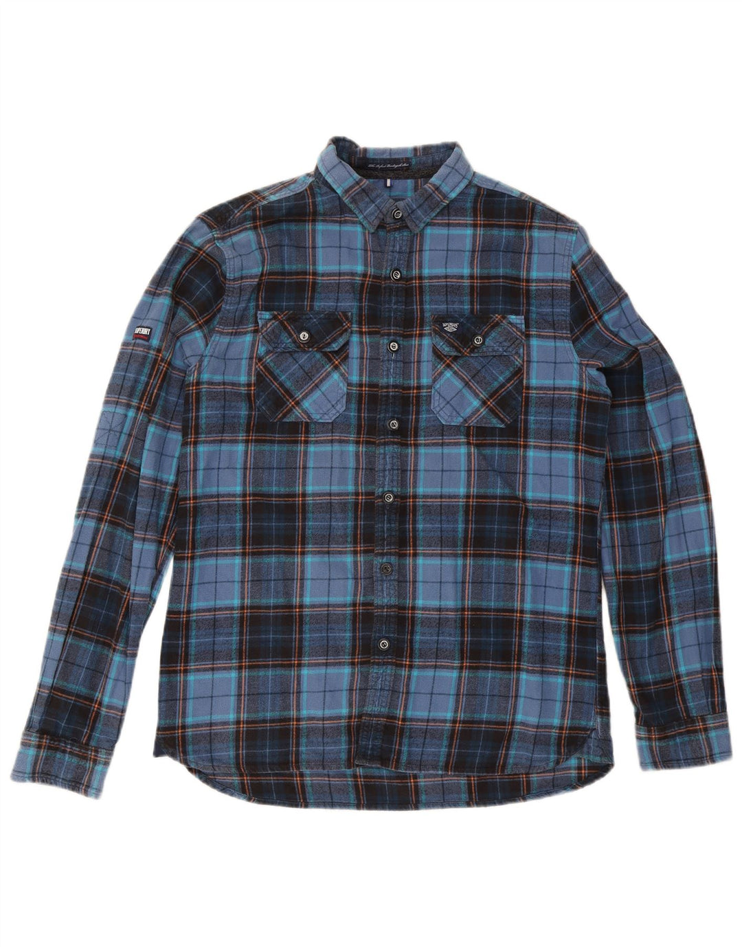 Camisa masculina de flanela Superdry XL azul marinho algodão xadrez