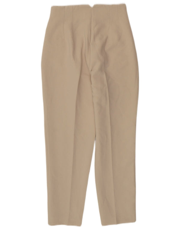 Zara Calça feminina casual cintura alta cônica pequena W26 L26 bege