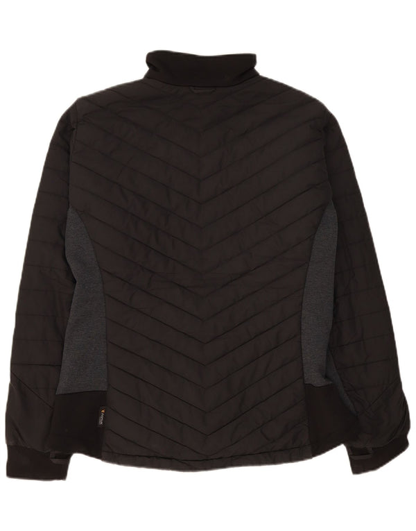 Jaqueta acolchoada feminina Jack Wolfskin Reino Unido 16 grande bloco colorido preto de poliéster