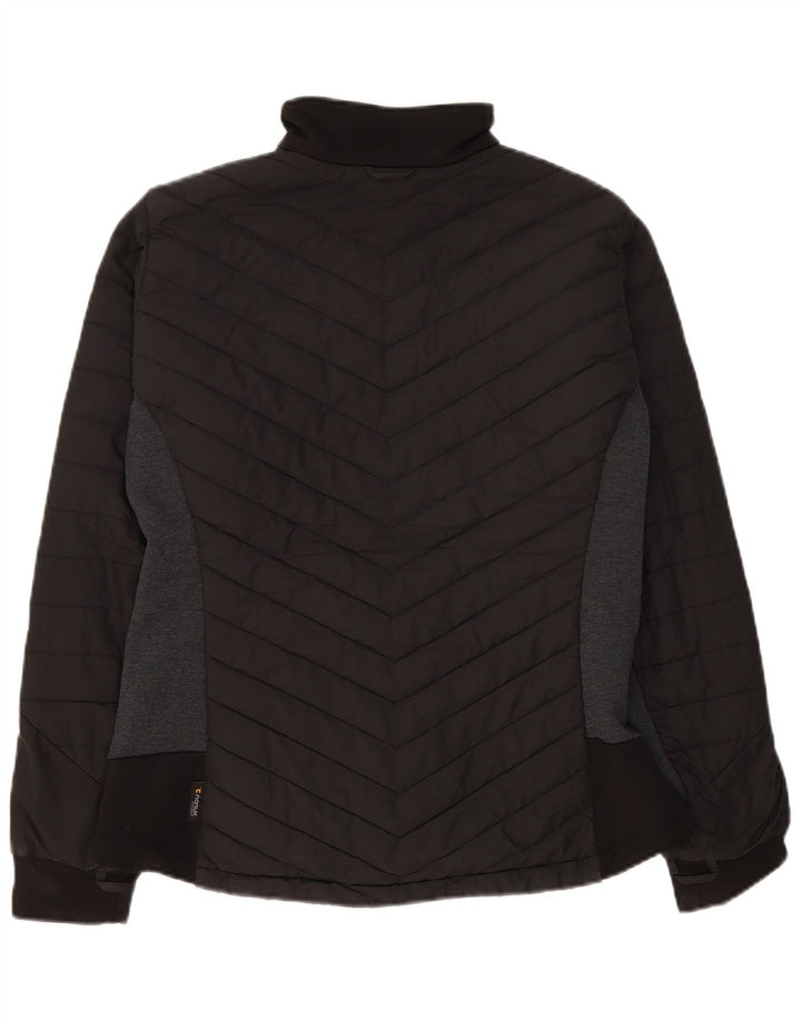 Jaqueta acolchoada feminina Jack Wolfskin Reino Unido 16 grande bloco colorido preto de poliéster