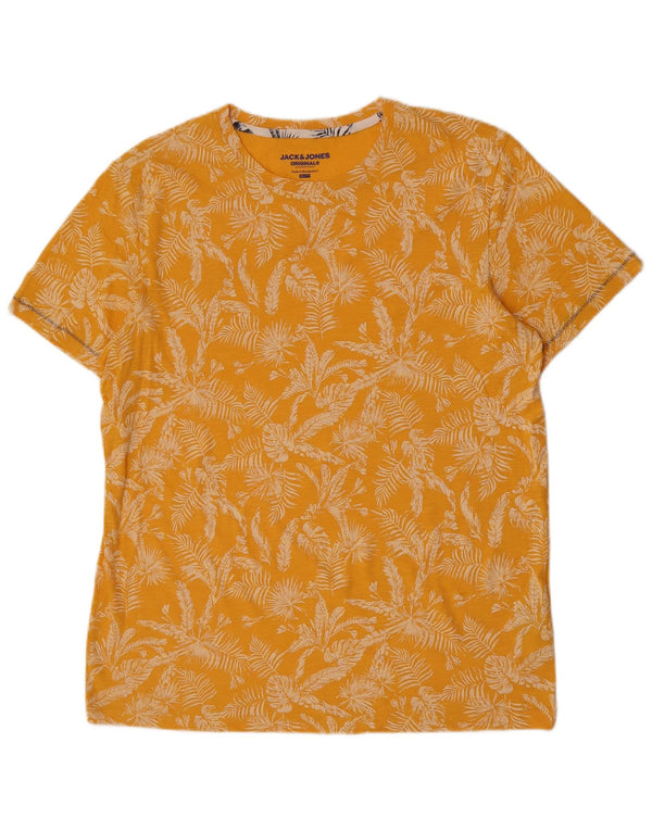 Camiseta masculina Jack & Jones Slim Fit Top XL de algodão floral amarelo