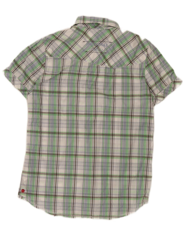 Camisa masculina de manga curta O'Neill, grande, verde, xadrez, algodão