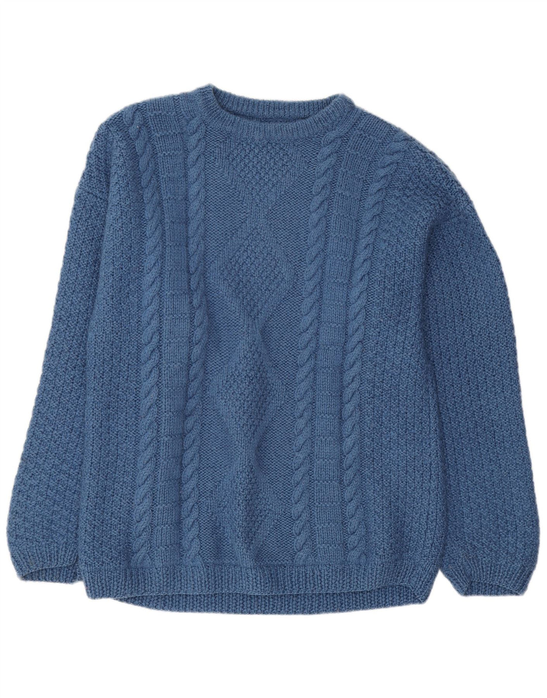 Suéter vintage masculino com gola canoa azul médio