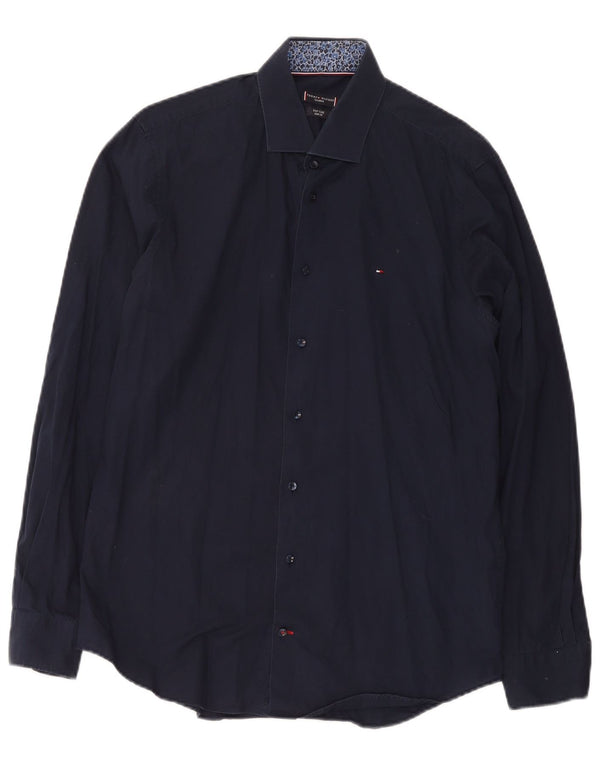 Tommy Hilfiger Mens Easy Care Slim Fit Camisa Tamanho 41 16 Médio Azul Marinho