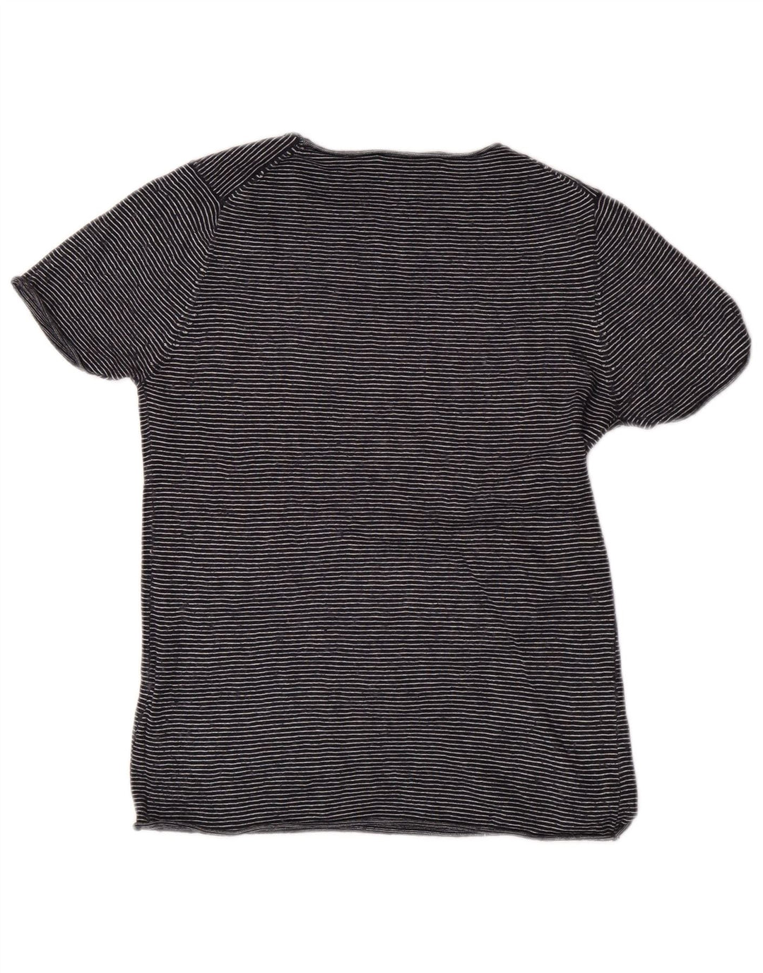 Zara Camiseta Feminina Top UK 12 Médio Listrado Azul Marinho Modal