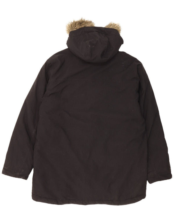 Casaco acolchoado com capuz masculino Adidas UK 40 grande nylon preto