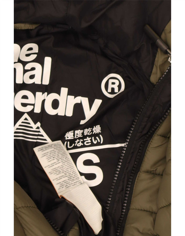 Jaqueta acolchoada com capuz feminina Superdry UK 10 Small Khaki Nylon