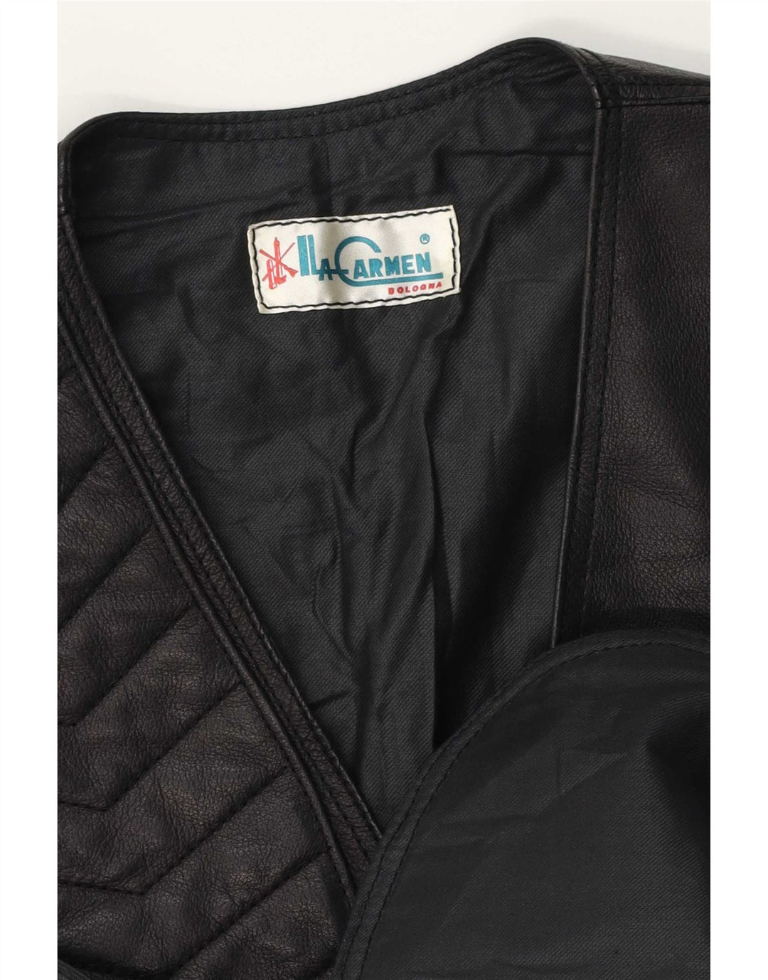 Colete de couro feminino vintage UK 14 médio preto
