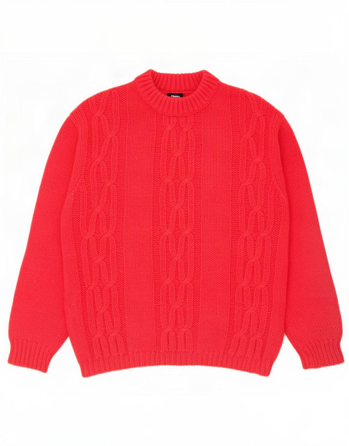 Suéter feminino vintage com gola tartaruga Reino Unido 14 vermelho médio