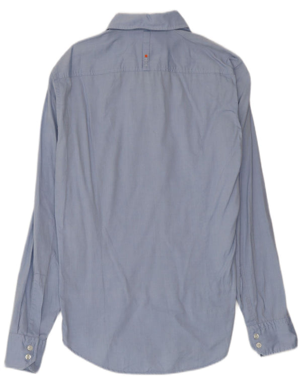 Camisa masculina Hugo Boss pequena azul algodão