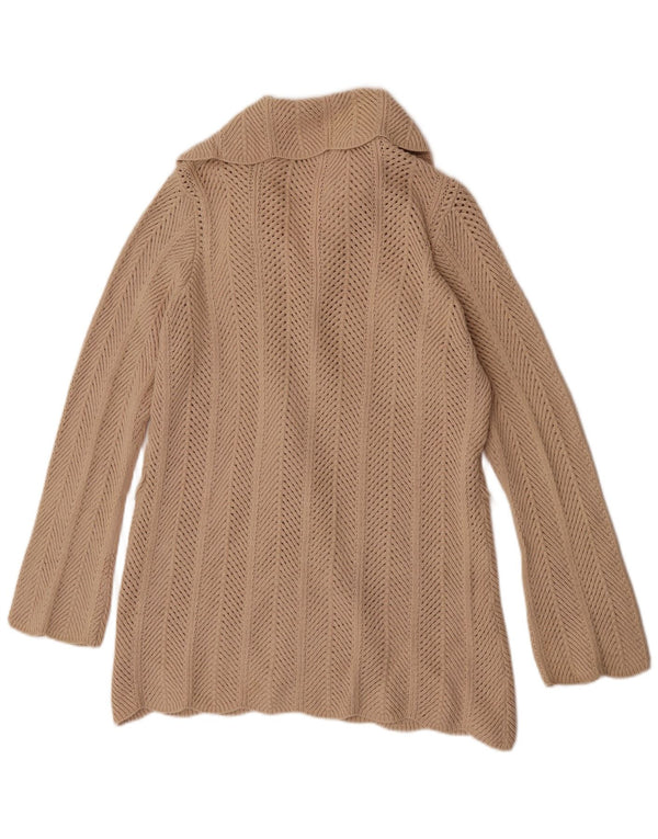 Suéter cardigã aberto com palangre feminino Marks & Spencer Reino Unido 14 grande bege