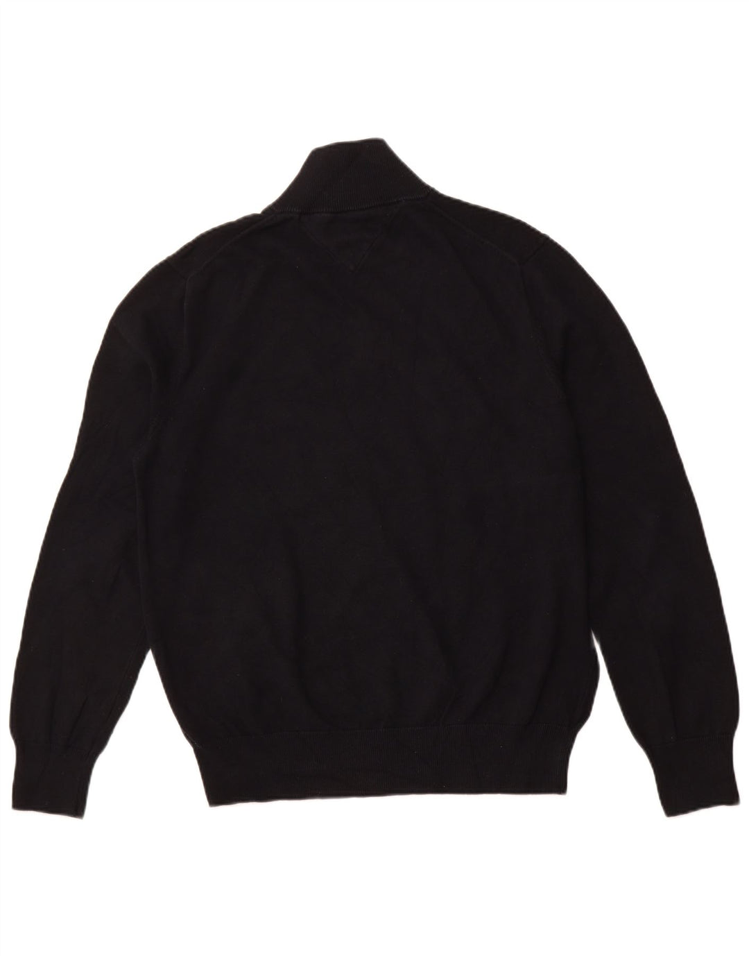 Suéter masculino TOMMY HILFIGER com zíper e gola grande de algodão preto