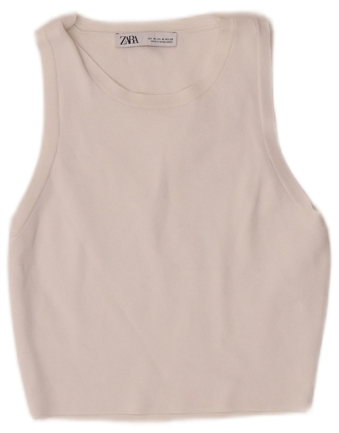 Zara Womens Crop Vest Top UK 12 Medium White Viscose