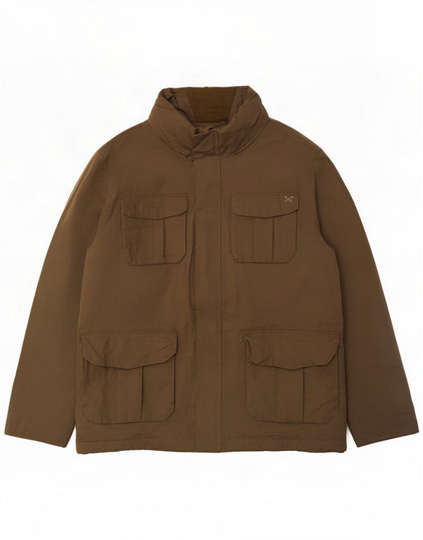 Jaqueta utilitária masculina UK 46 3XL poliéster cáqui da roupa da tripulação