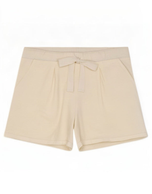 Shorts esportivo feminino de cintura alta Benetton UK 10 algodão branco pequeno