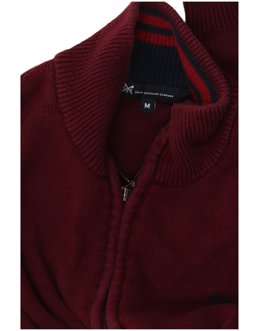 Crew Clothing Mens Cardigan Sweater Médio Algodão Borgonha