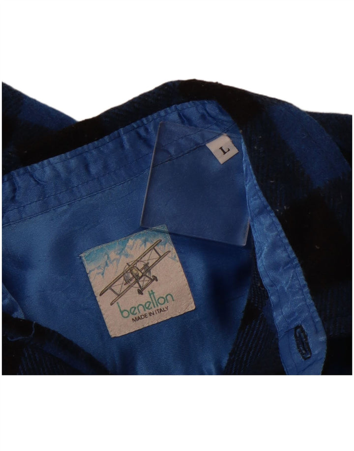 Camisa masculina de flanela lenhador BENETTON grande azul guingão