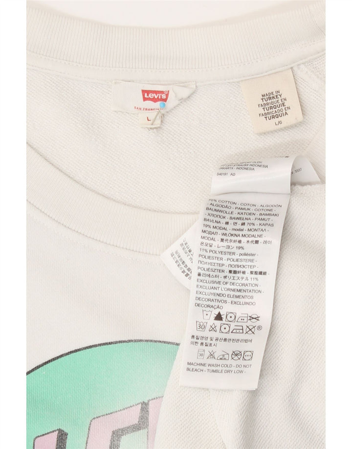 Suéter gráfico feminino Levi's UK 16 grande algodão branco