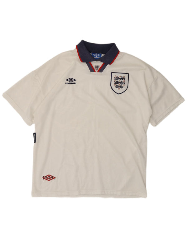 Camisa de futebol masculina Umbro Inglaterra Home 1993-1995 XL branca esportiva