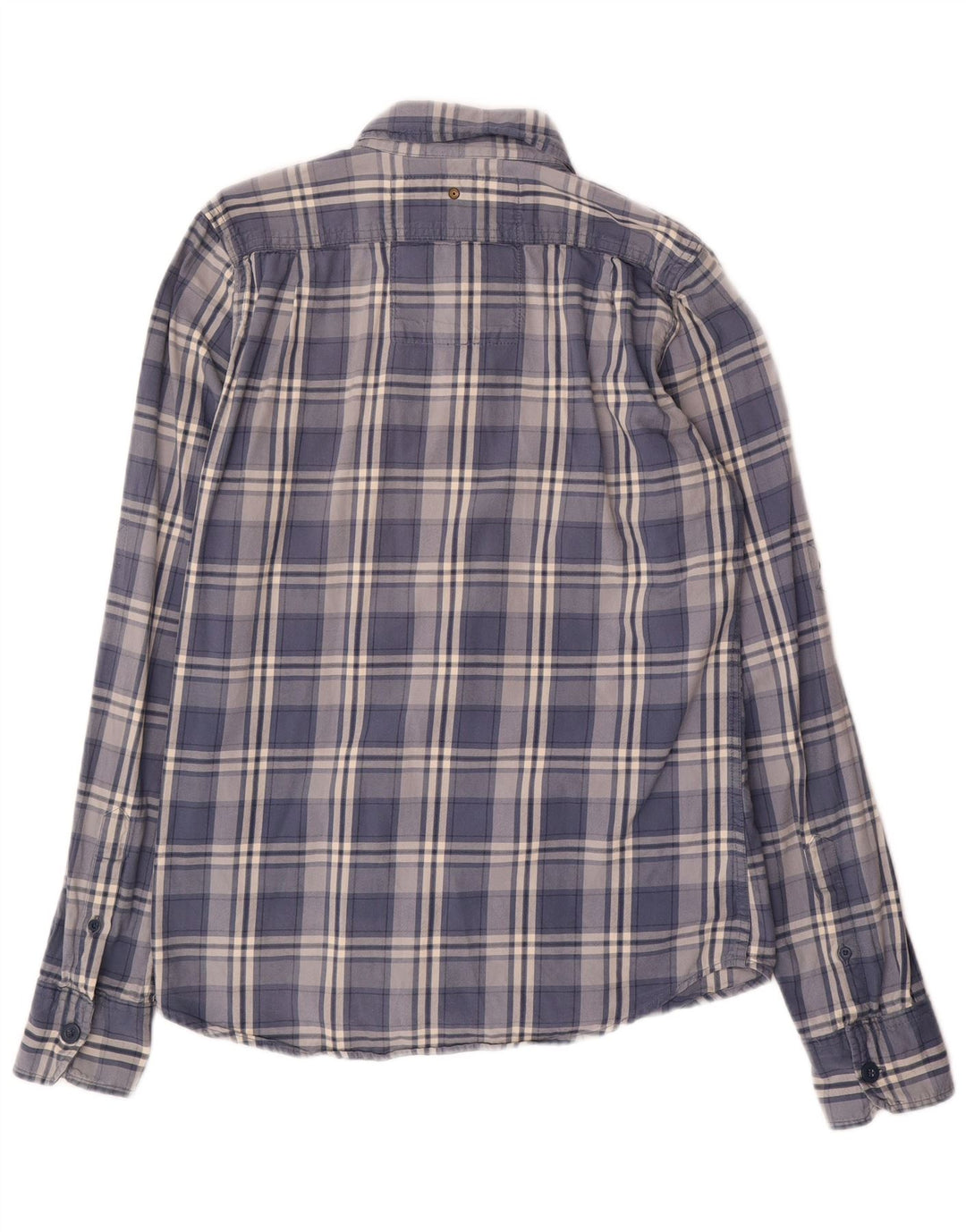 Camisa masculina de flanela Superdry algodão xadrez azul médio