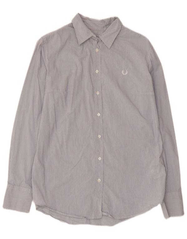 Camisa feminina FRED PERRY UK 18 XL algodão listrado azul