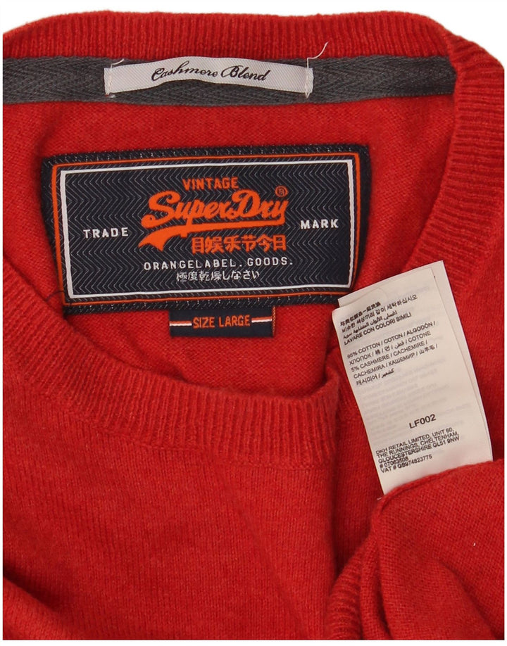 Suéter masculino Superdry com gola redonda, grande algodão vermelho
