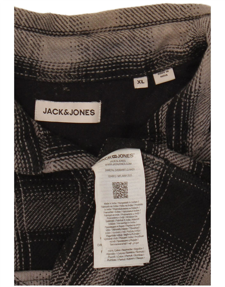 Camisa masculina de flanela JACK & JONES XL de algodão xadrez preto