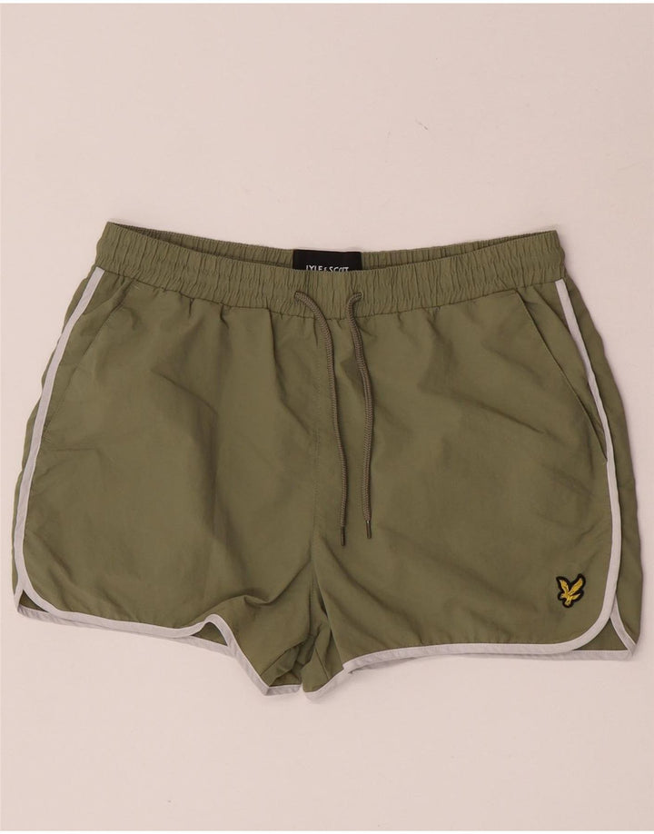 Lyle & Scott Shorts de natação masculino grande nylon cáqui