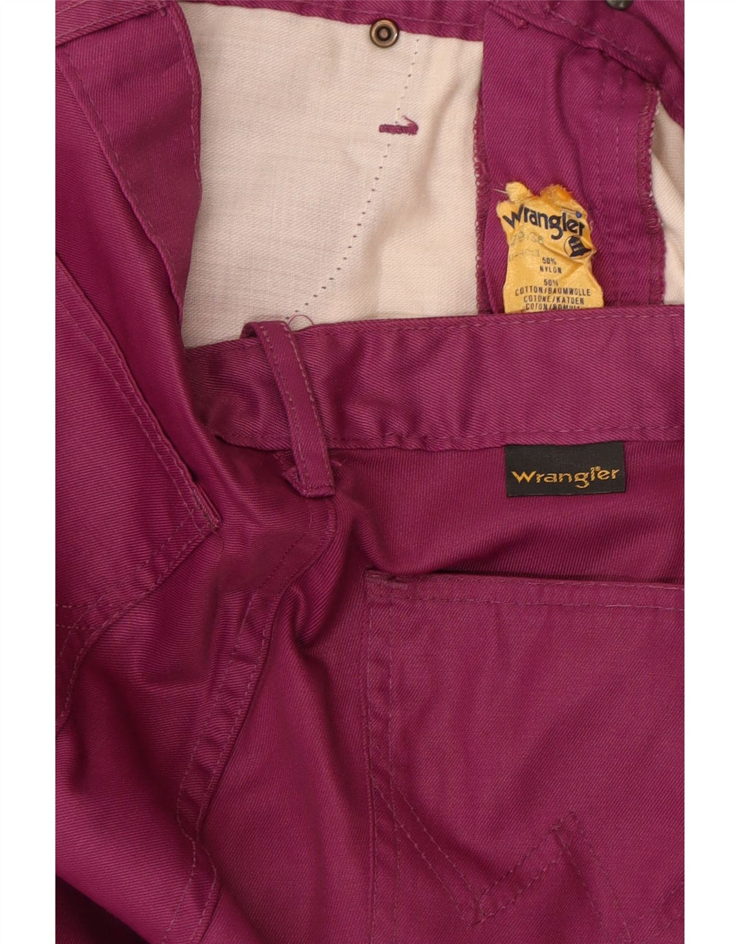 WRANGLER Womens Straight Casual Trousers W29 L32 Purple Nylon Vintage Wrangler and Second-Hand Wrangler from Messina Hembry 