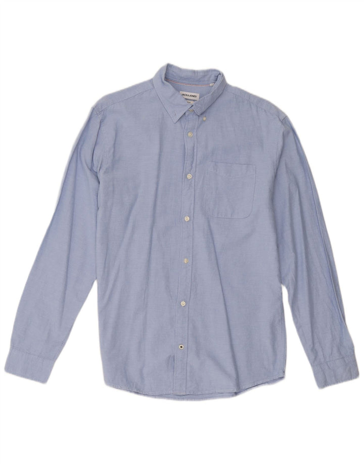 Camisa masculina Slim Fit Jack & Jones grande algodão azul