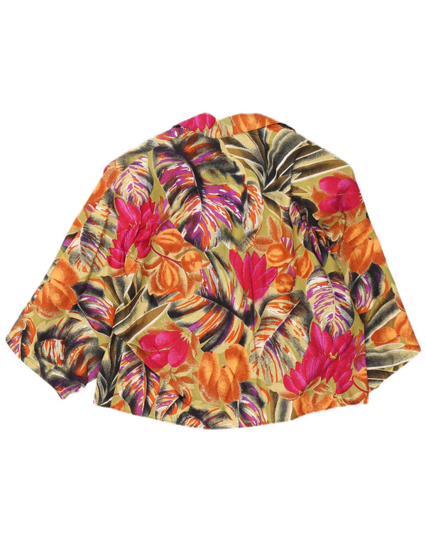 Jaqueta blazer feminina vintage com 1 botão Reino Unido 14 floral multicolorido médio