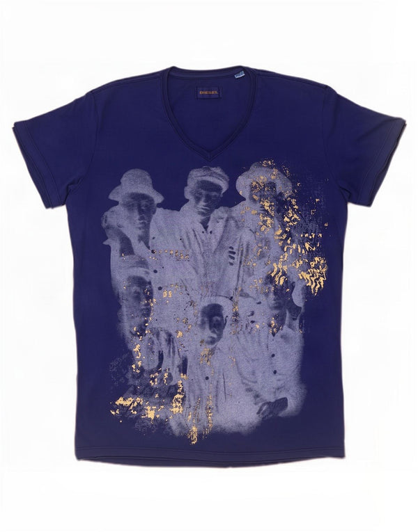 Diesel Camiseta Masculina Gráfica Top Grande Azul