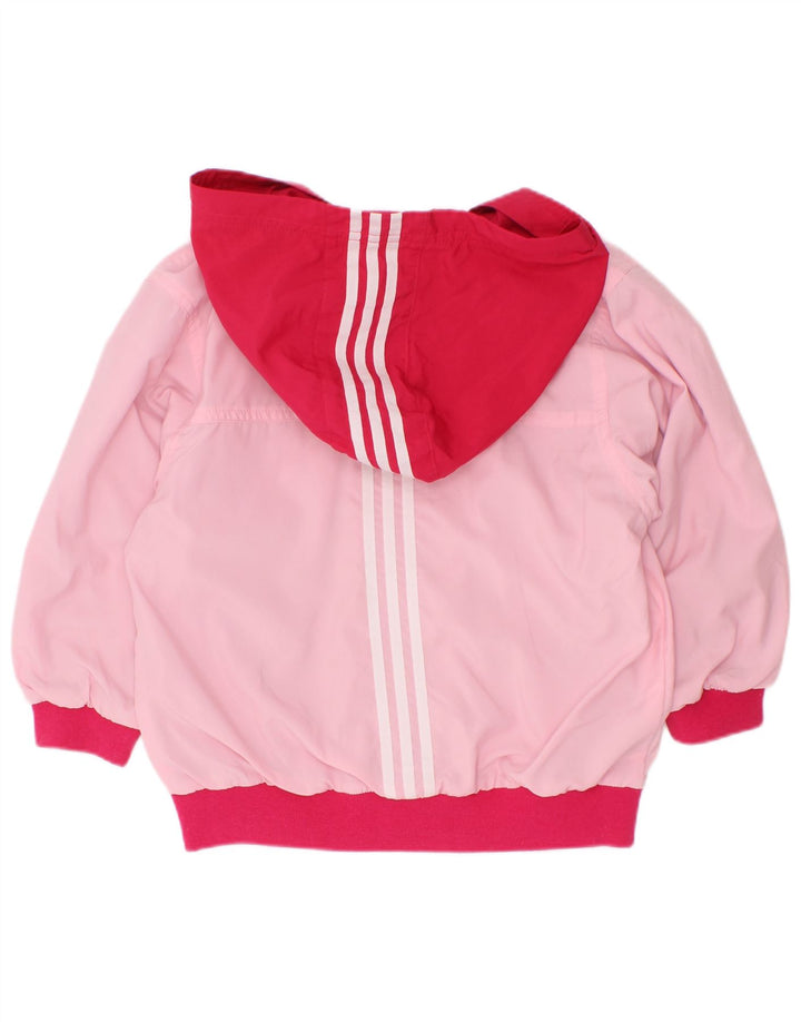Jaqueta de chuva com capuz Adidas para meninas 2-3 anos rosa colorblock poliéster