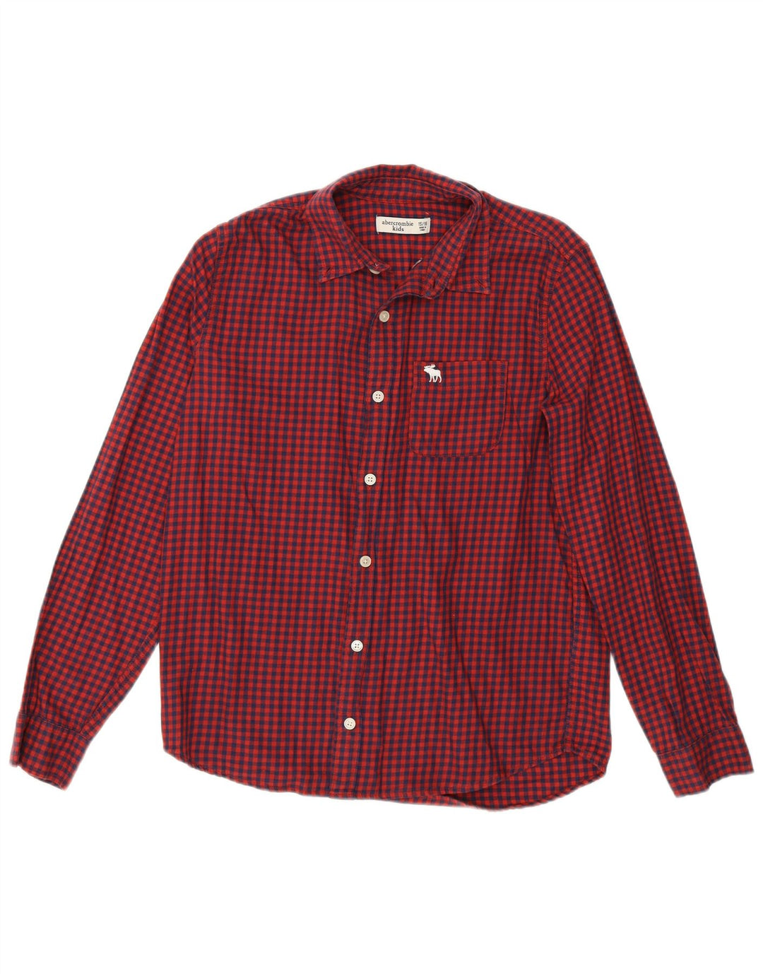 Camisa masculina Abercrombie & Fitch 15-16 anos algodão guingão vermelho