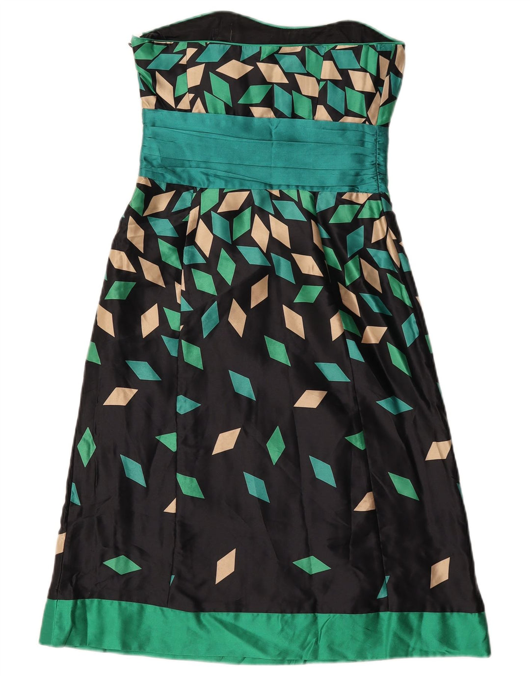 Vestido feminino Monsoon sem alças UK 8 pequeno seda geométrica preta